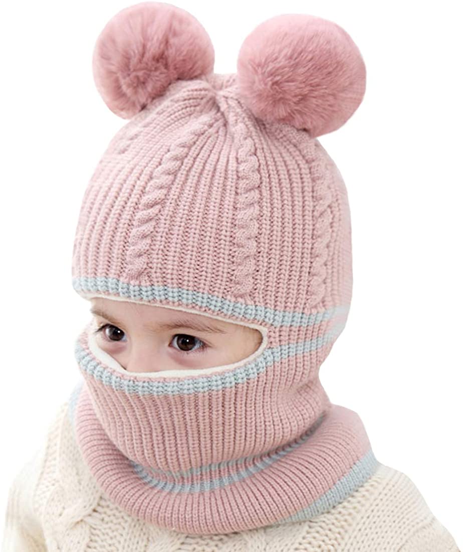 Kids Boy Girl Knit Beanie Hat Winter Snow Ski Neck Face Mask Balaclava Hood Cap