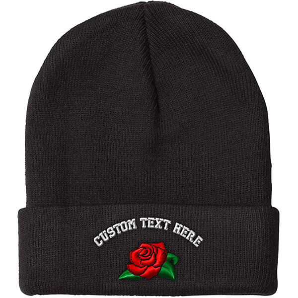 Floral Embroidered Beanie With Customized Name